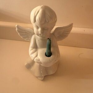 Vintage White Angel Candle Holder